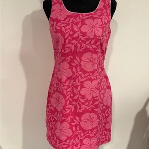 Lilly Pulitzer Pink Hibiscus floral print sleeveless Dress size 4